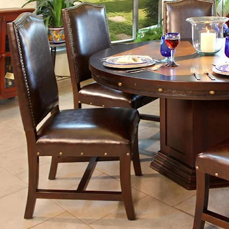 Bonded Leather Dining Side Chair with Nailheads